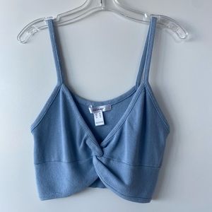Blue Knit Crop Top